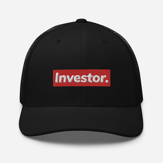 investor trucker hat cap-supreme text style