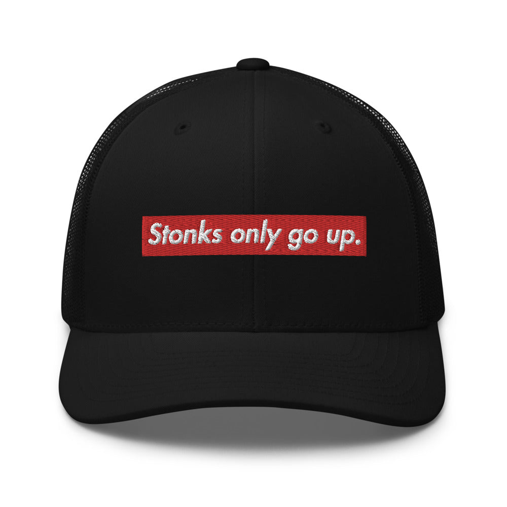 Stonks Only Go Up Trucker Hat | Stock Market Investor Gift | Stonksabove.com