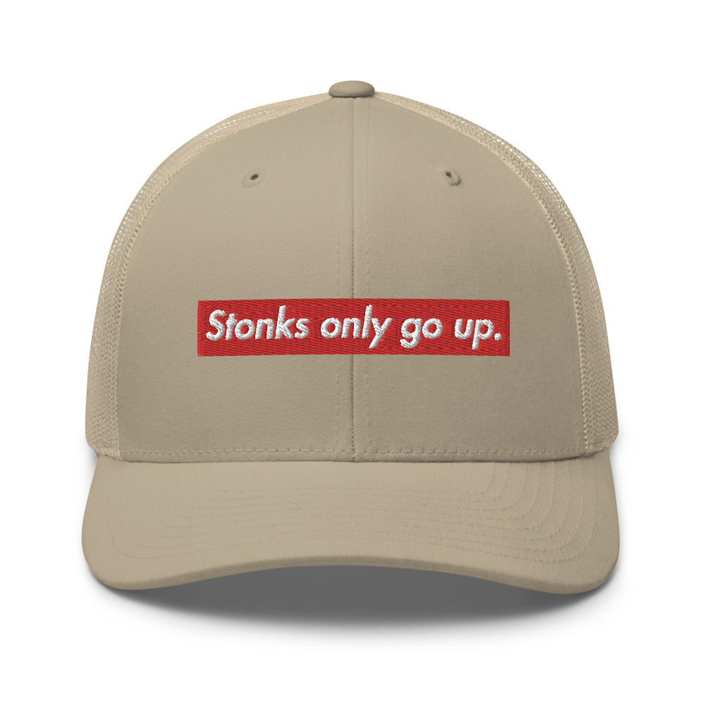 Stonks Only Go Up Trucker Hat | Stock Market Investor Gift | Stonksabove.com