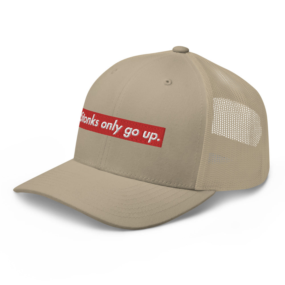 Stonks Only Go Up Trucker Hat | Stock Market Investor Gift | Stonksabove.com