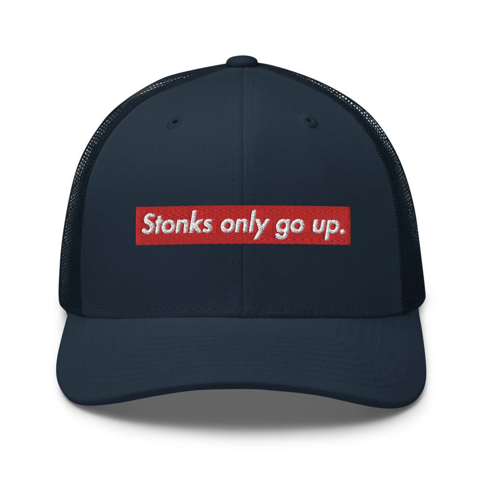 Stonks Only Go Up Trucker Hat | Stock Market Investor Gift | Stonksabove.com