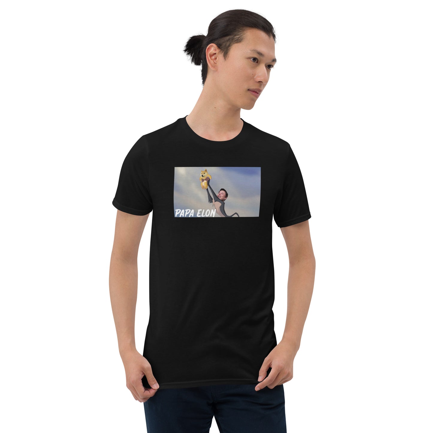 Papa Elon Musk holding Dogecoin T-Shirt | Crypto Market Investor Merchandise